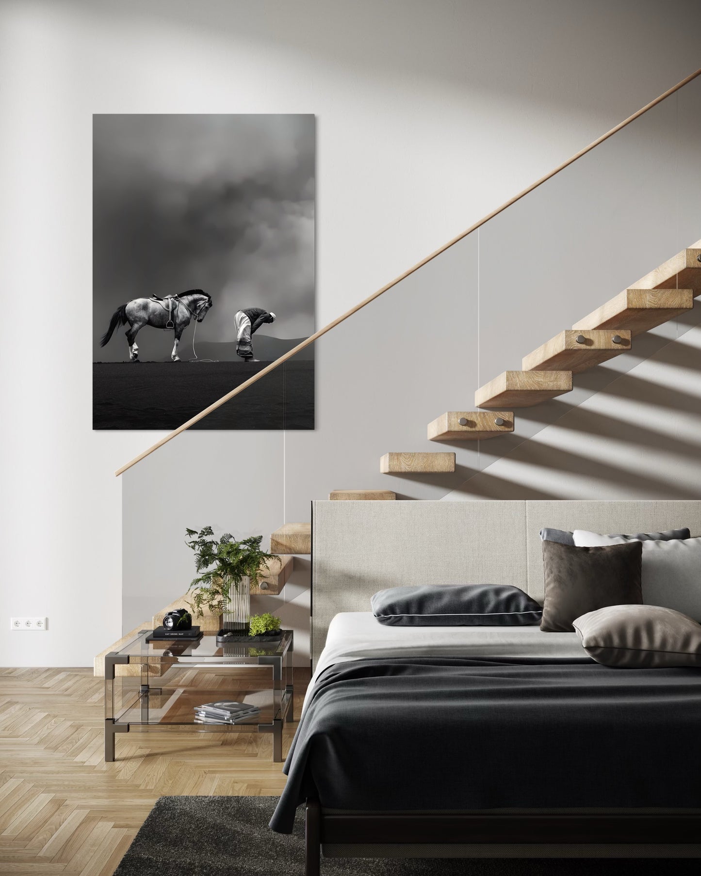Unity in Prayer – Man and Horse in Worship Canvas