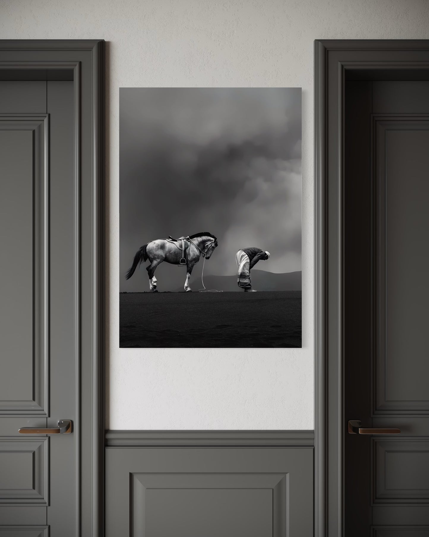 Unity in Prayer – Man and Horse in Worship Canvas