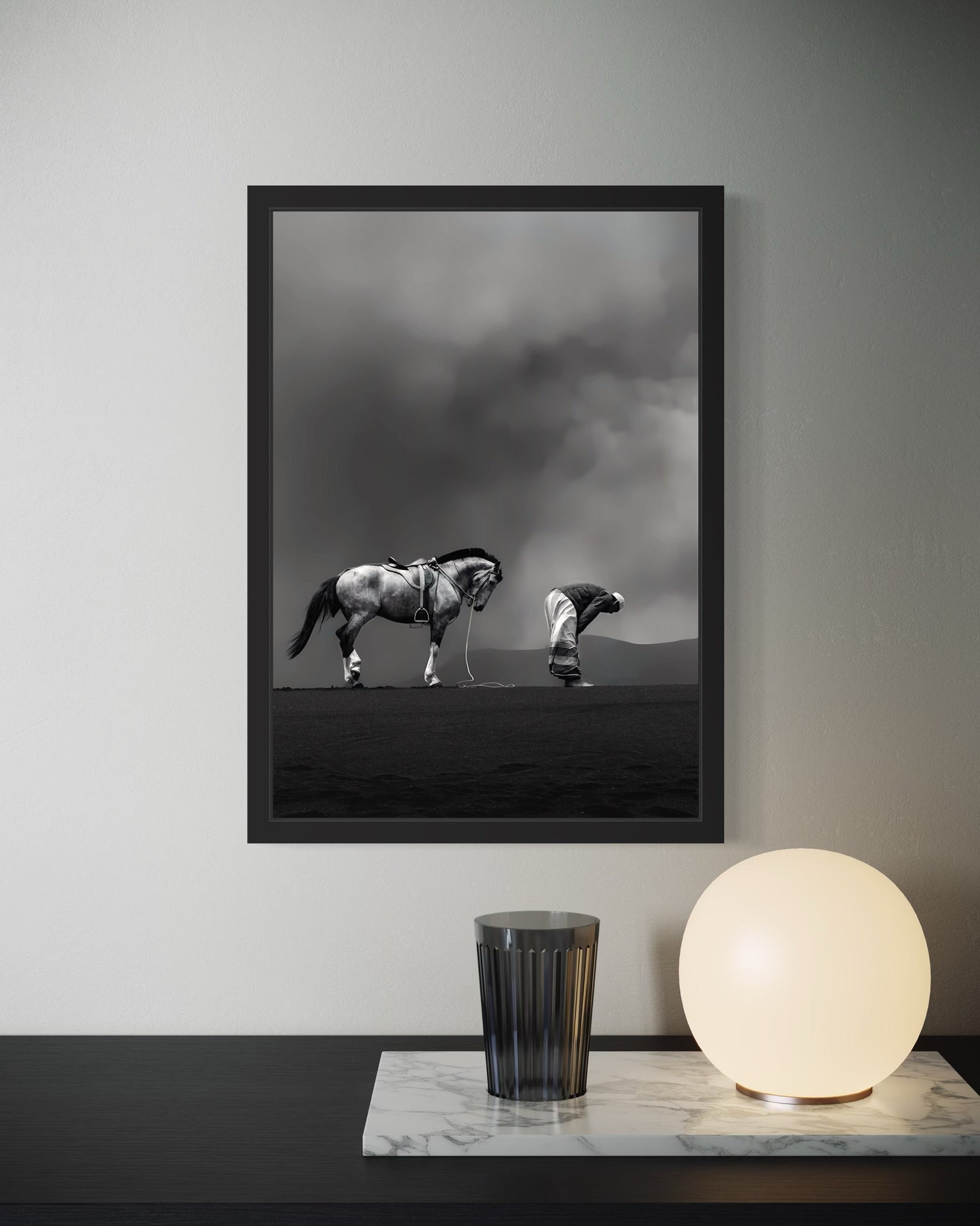 Unity in Prayer – Man and Horse in Worship Canvas