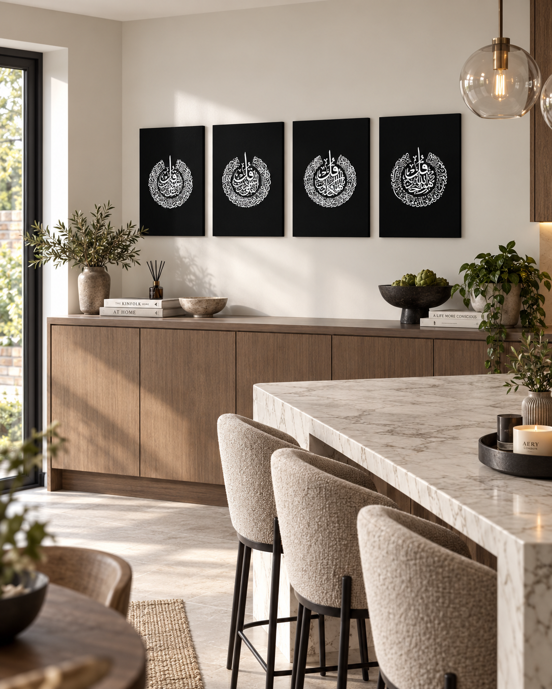 Four matching Quls calligraphy panels on canvas, view 5