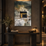 Abstract painting of the Kaaba with pilgrims – Elnouré Islamic wall art