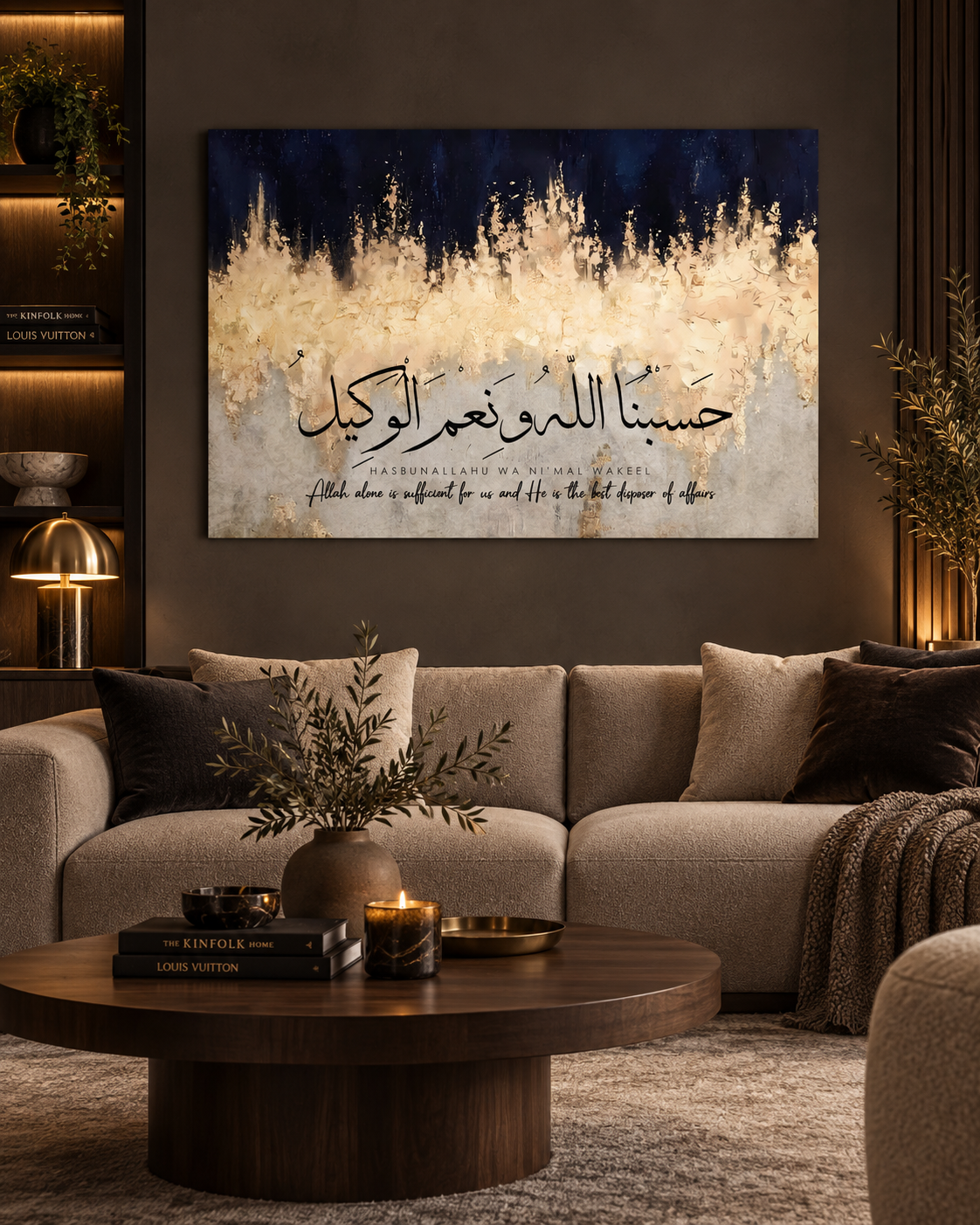 Hasbunallah Wa Ni'mal Wakeel - Cream & Navy Canvas