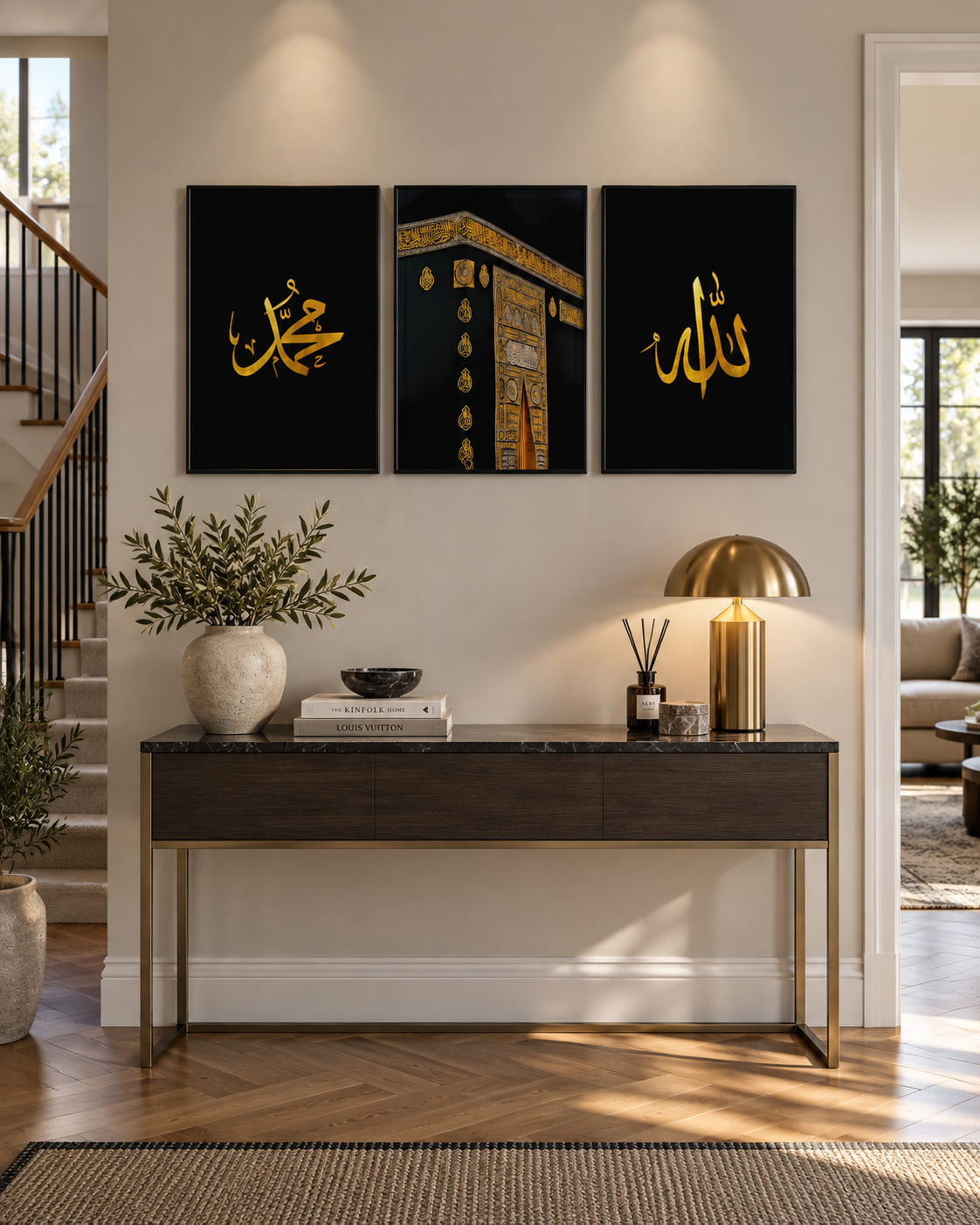 Allah and Muhammad panels with Kaaba centre, view 2