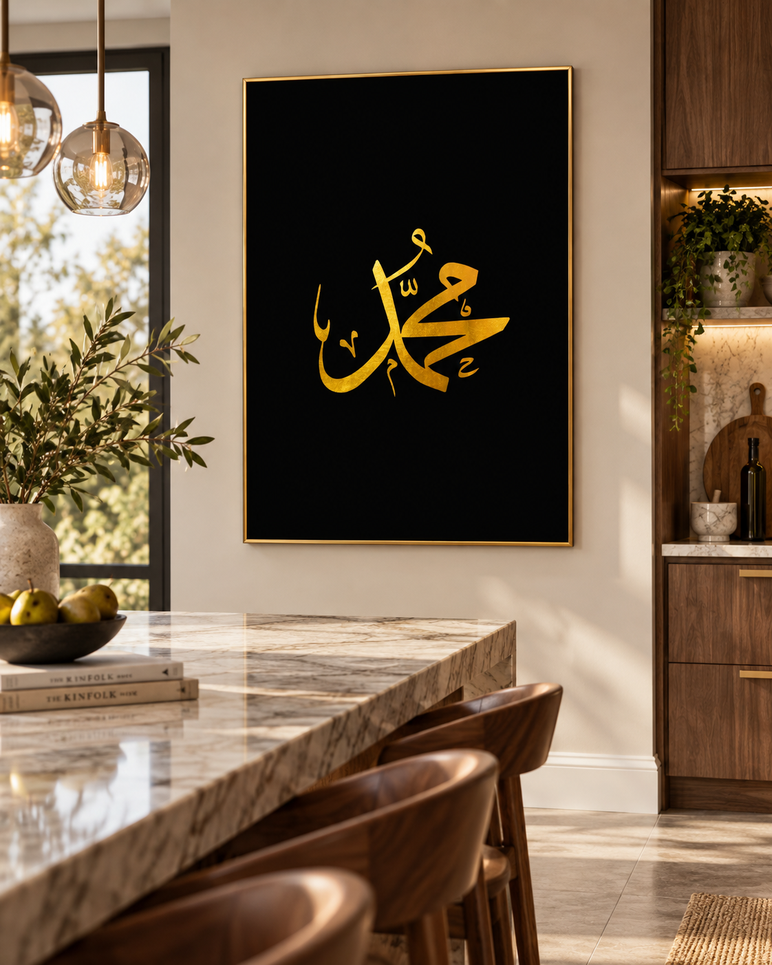 Muhammad - Golden Calligraphy on Black Canvas