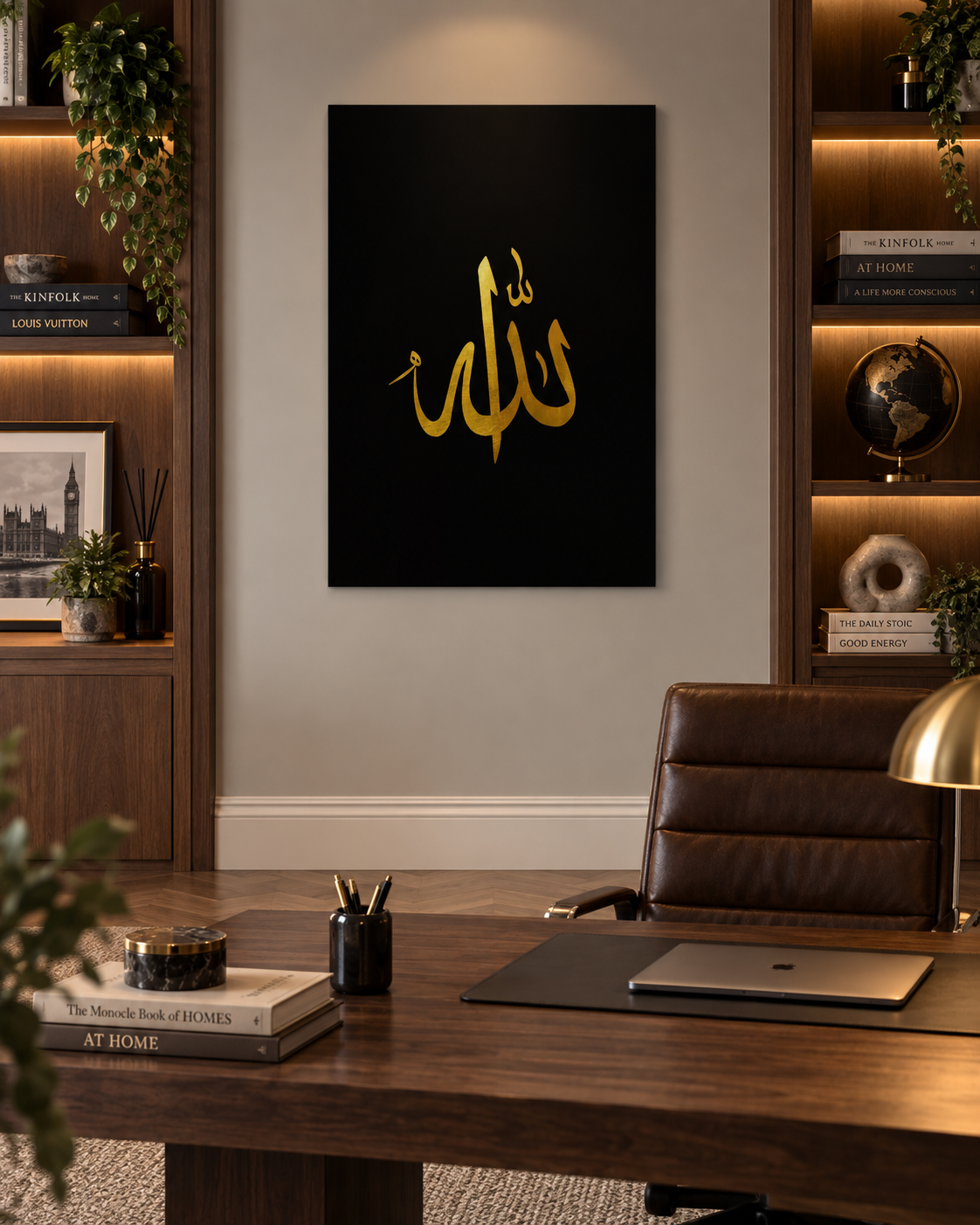 Allah - Golden Calligraphy on Black Canvas