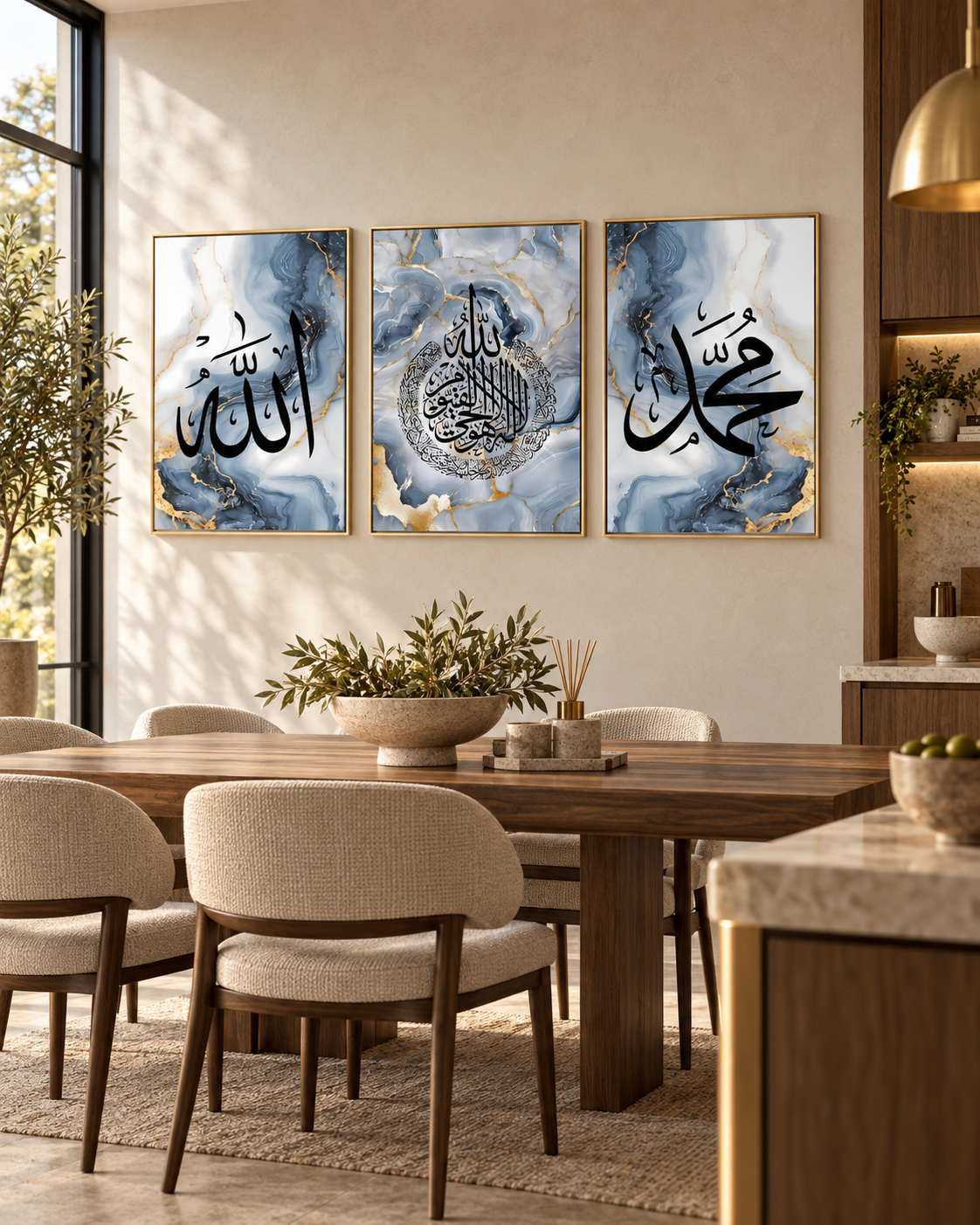 Marble triptych with Throne Verse center, view 3