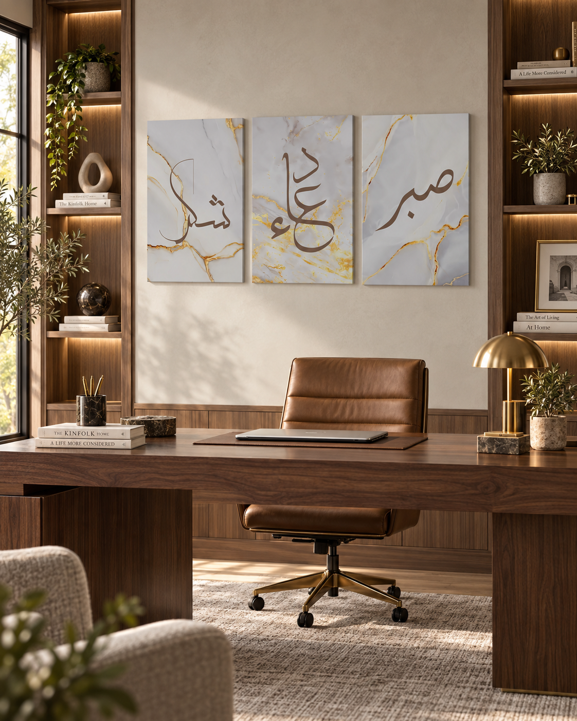 Gray and gold marble Shukr Dua Sabr panels, view 5