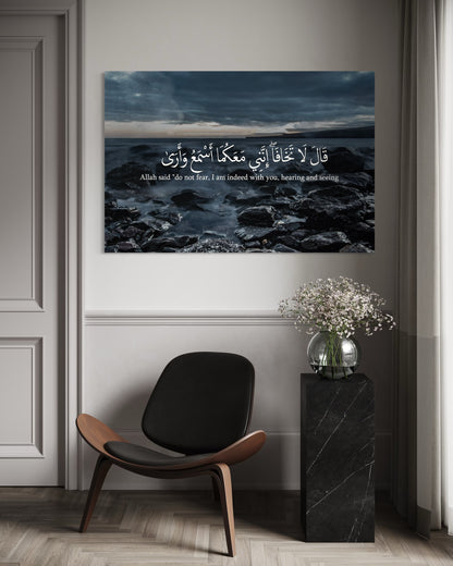 "Do not fear, I am indeed with you, hearing and seeing" – Rocky Waters Canvas 