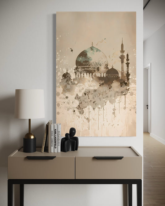 Abstract Mosque Canvas – Islamic Watercolor