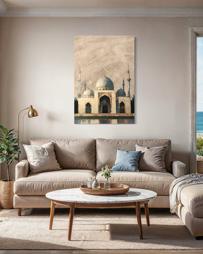 Timeless Mosque – Earth-Tone Islamic Canvas