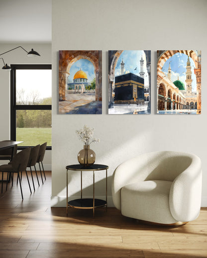 Three holy mosques on matching canvases, view 5