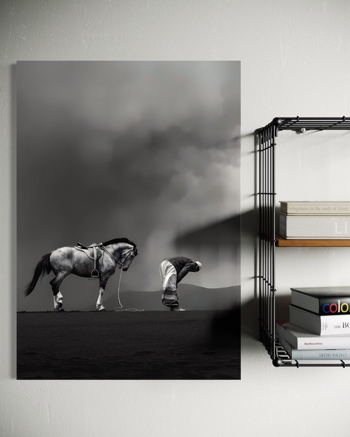 Unity in Prayer – Man and Horse in Worship Canvas