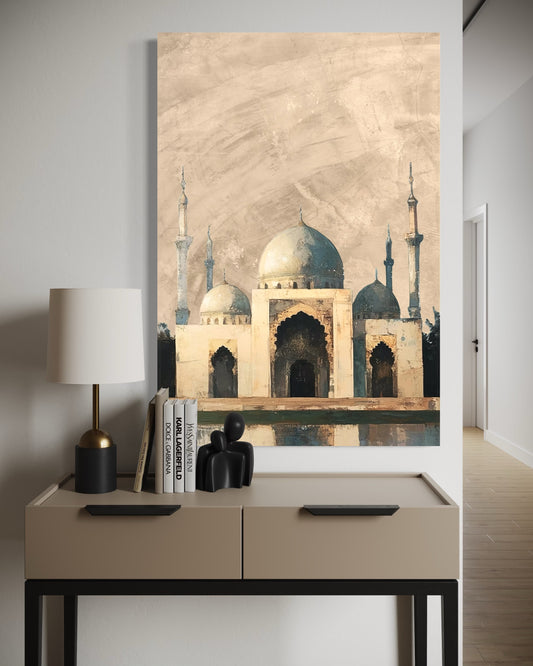 Timeless Mosque – Earth-Tone Islamic Canvas