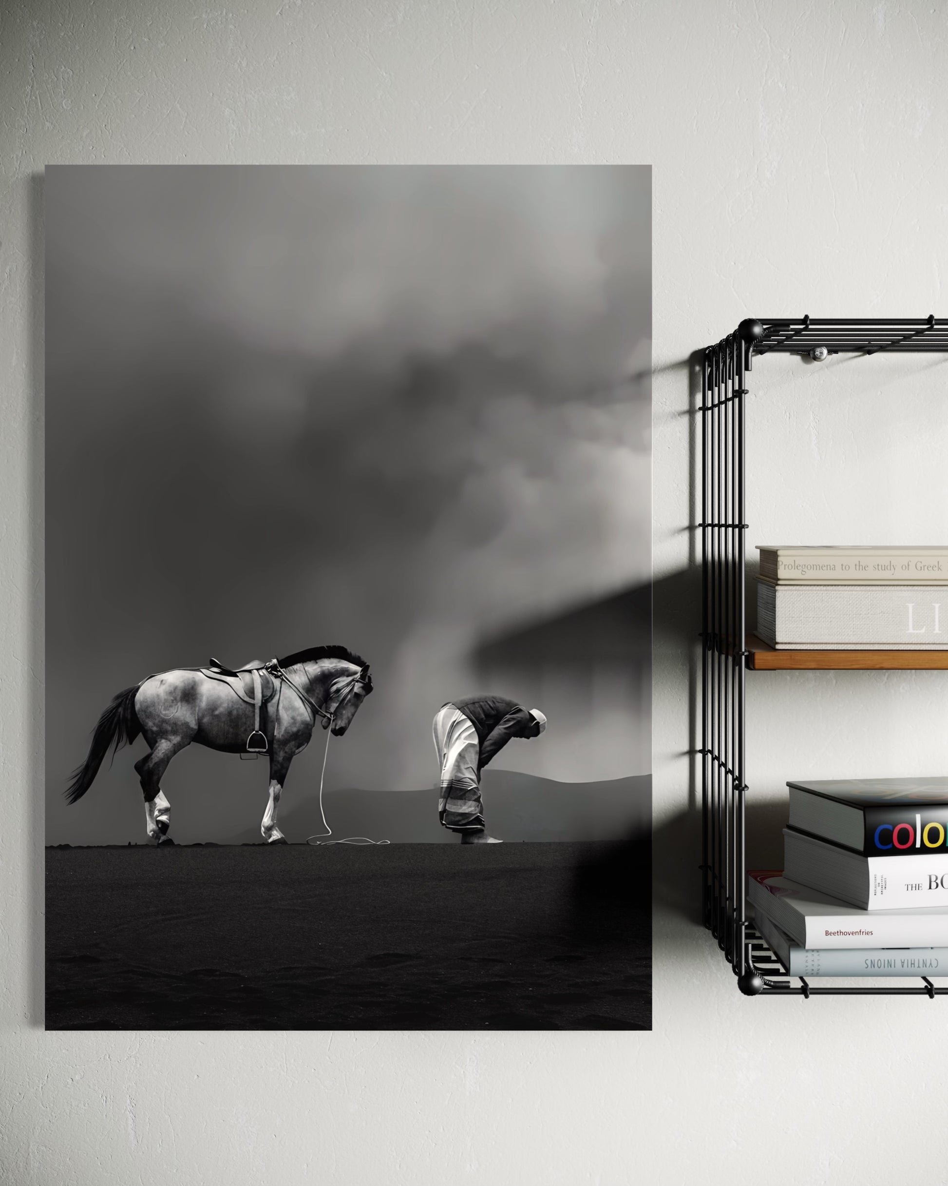 Unity in Prayer – Man and Horse in Worship Canvas 