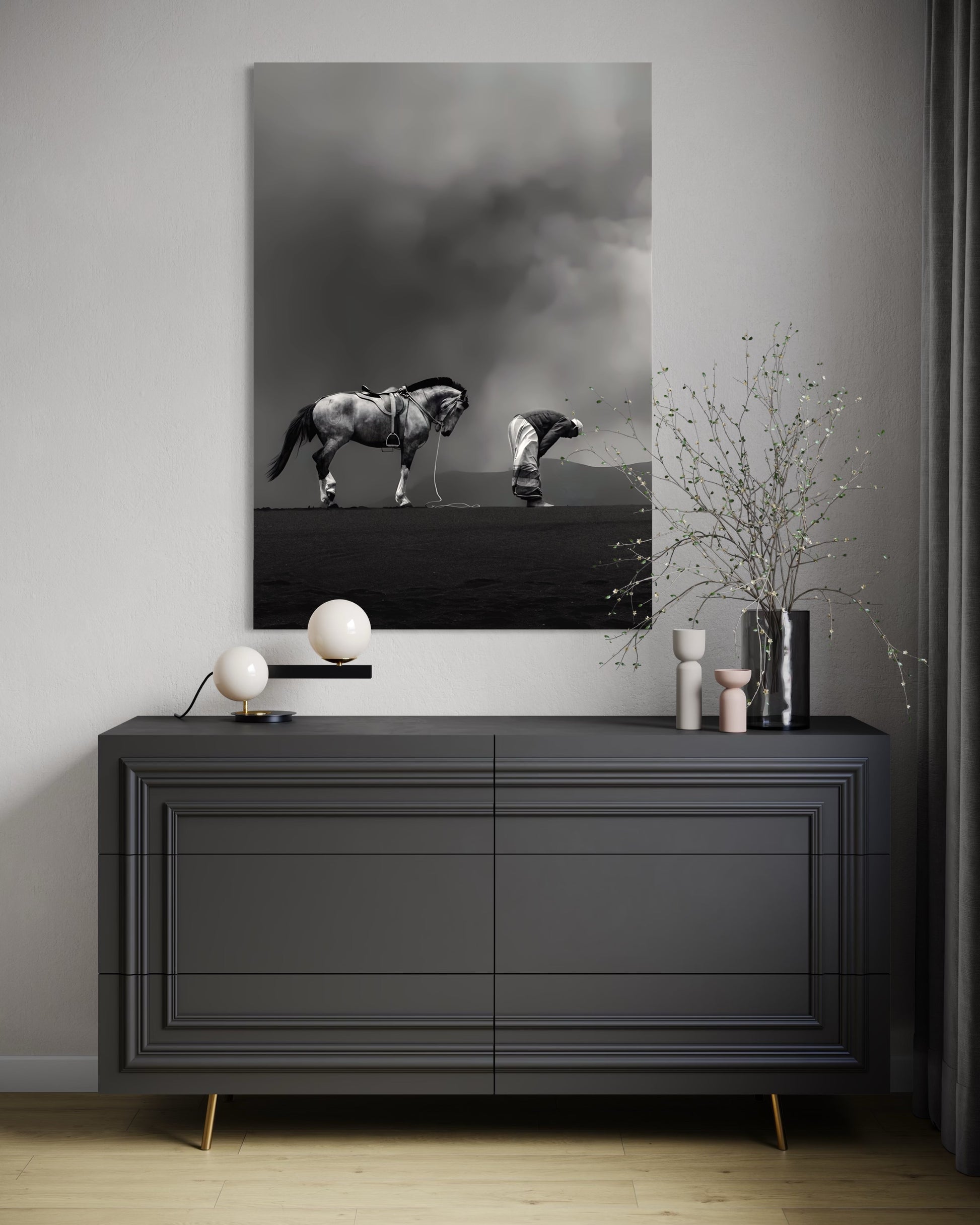 Unity in Prayer – Man and Horse in Worship Canvas 