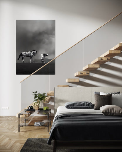 Unity in Prayer – Man and Horse in Worship Canvas 